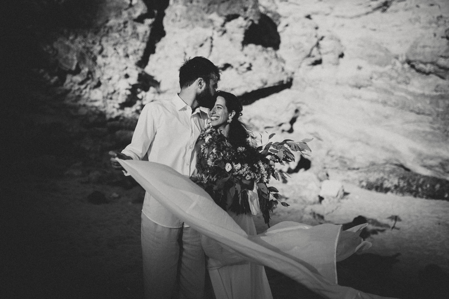newlyweds after an algarve beach wedding